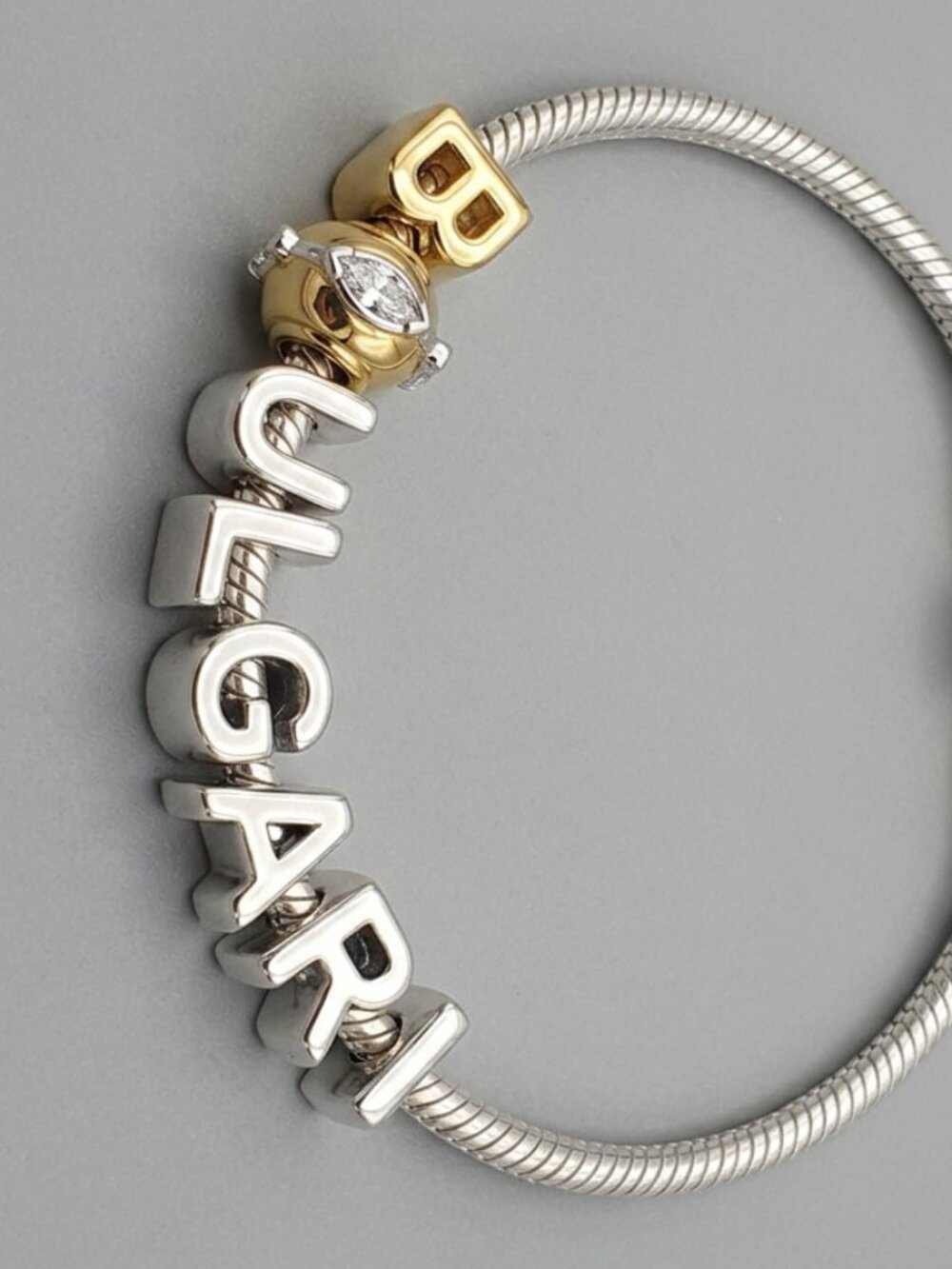 Pandora Bracelet Silver build LUXURY NAME any 8 Letters Gold Pull Through Charms - Picture 10 of 17